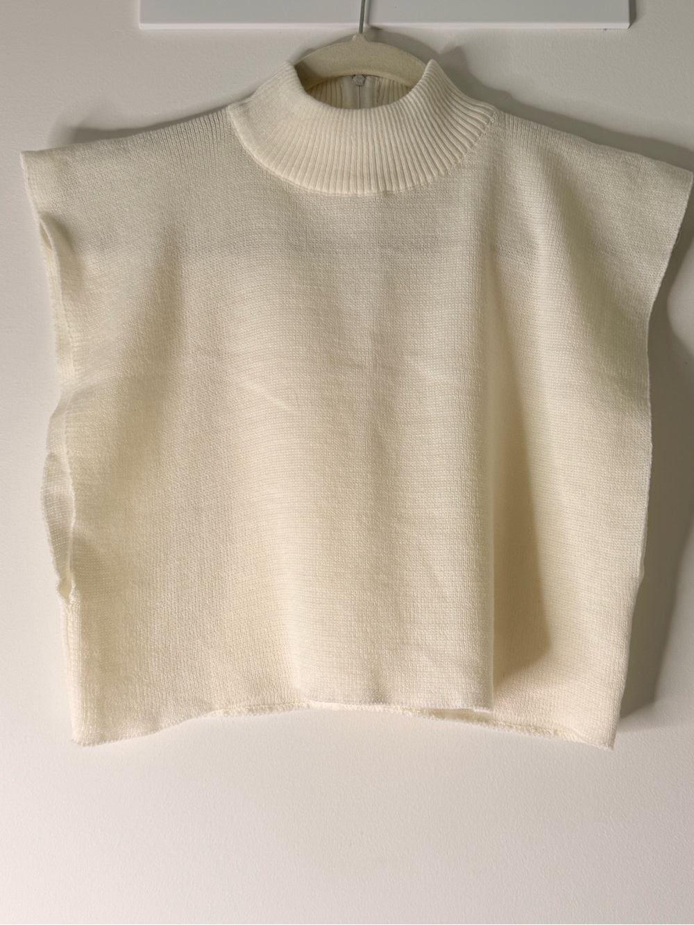Cream Mock Neck Sleeveless Knit Sweater